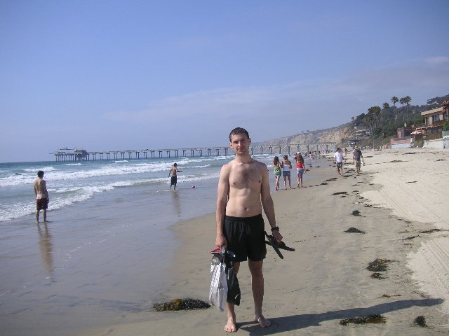 PICT0207 La Jolla Shores. Endelig har vi dratt oss til stranden. Se så brun han er.